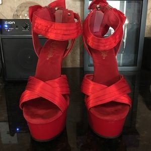 Pleaser 6” Red Bow Heels